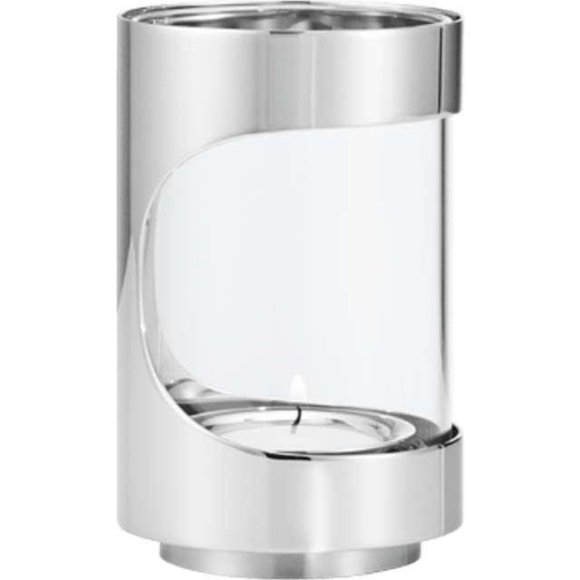 Billede af Georg Jensen Chrome Contours Transparent/Stainless Steel Fyrfadsstage 11.7cm